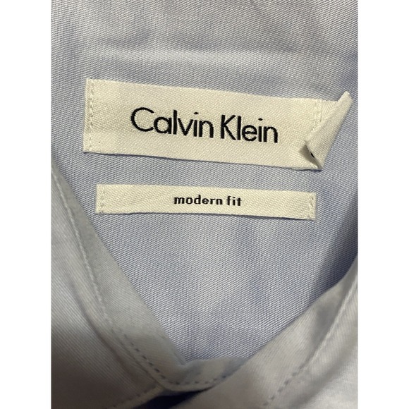 Calvin Klein Dress Shirt Mens Size L Blue Long Sleeve Collar Button Down Modern - Picture 7 of 15